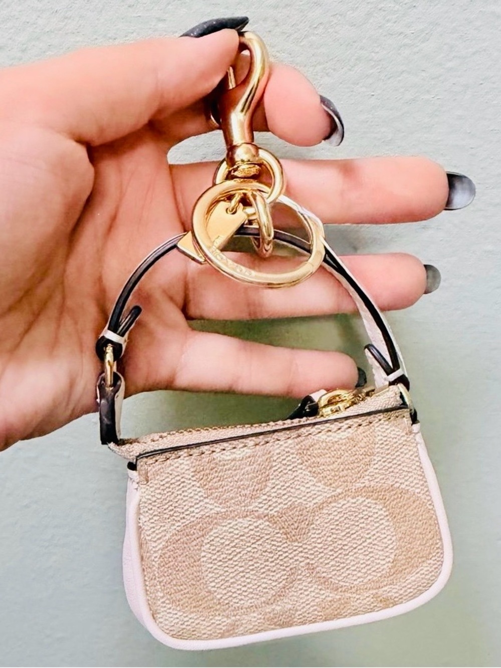 Coach Mini Nolita Signature Bag Keychain Gold Hardware - NWOT MSRP $138 - Picture 2 of 13